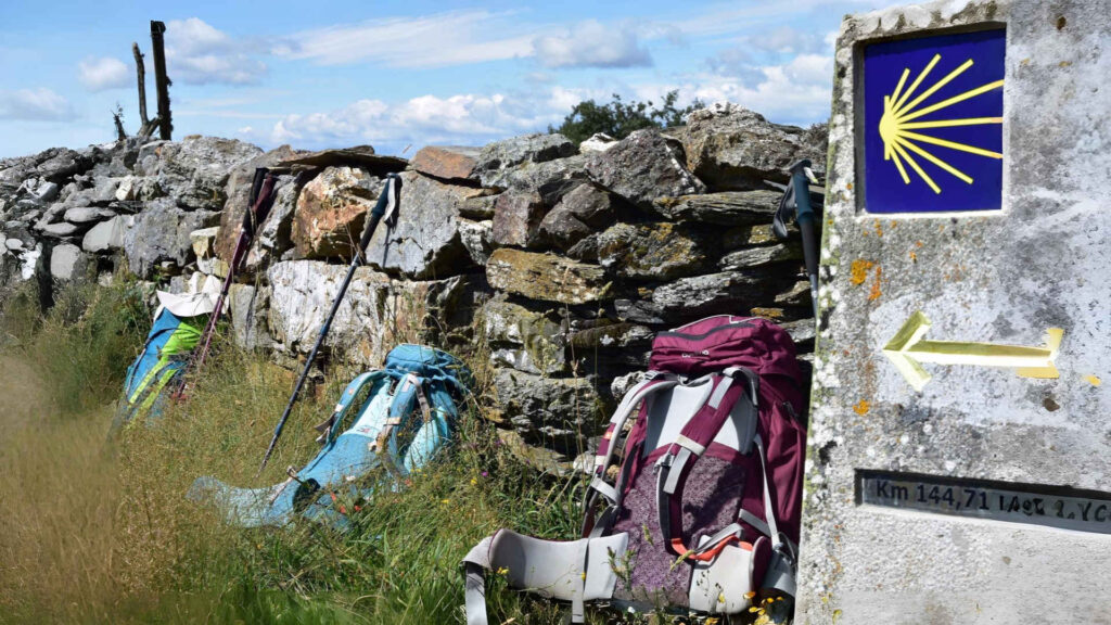 Teil des Pilgerweges zum Heiligtum des Apostels Jakobus in der Kathedrale von Santiago de Compostela in Galicien im Nordwesten Spaniens