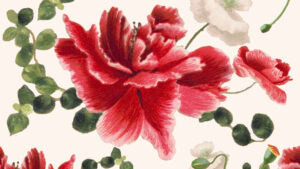 Seidenmalerei – Handgezeichnetes Blumenmuster auf Seide.