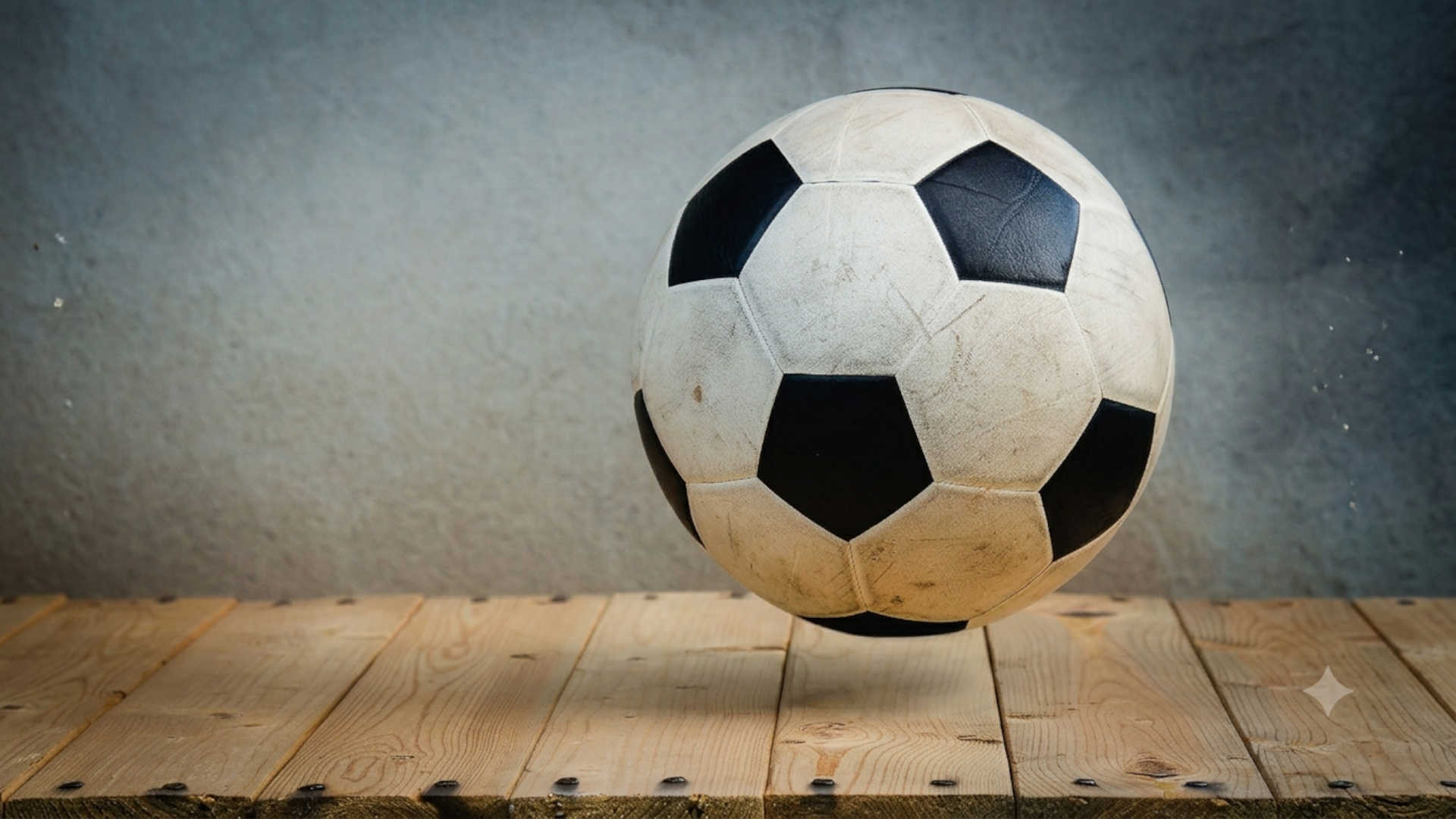 Hallenfußball – Ein traditioneller Fußball mit ikonischem "Telstar"-Muster mit 12 schwarzen Fünfecken und 20 weißen Sechsecken.