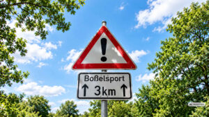 Boßeln – Hinweistafel: Achtung Boßelsport.