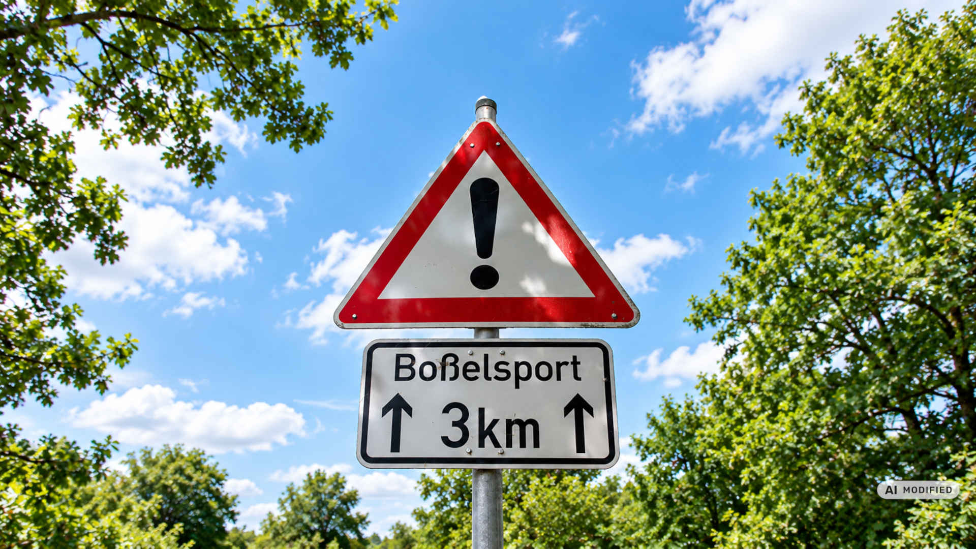 Boßeln – Hinweistafel: Achtung Boßelsport.